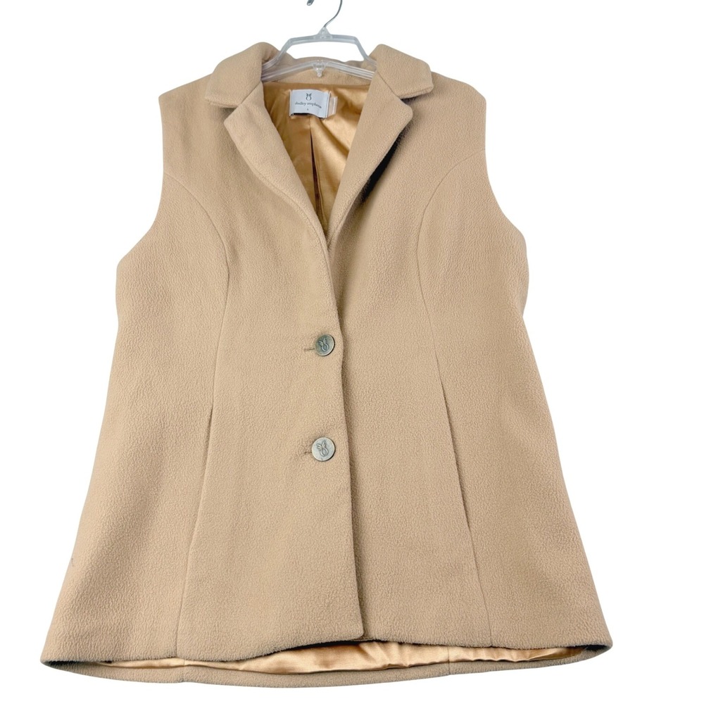 Dudley Stephens S Tan Camel Fleece Vest Button Front Tailored Lined Preppy Layer